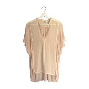 Aritzia Babaton Pink Silk Tunic Blouse Size Small Feminine Dainty Flowy